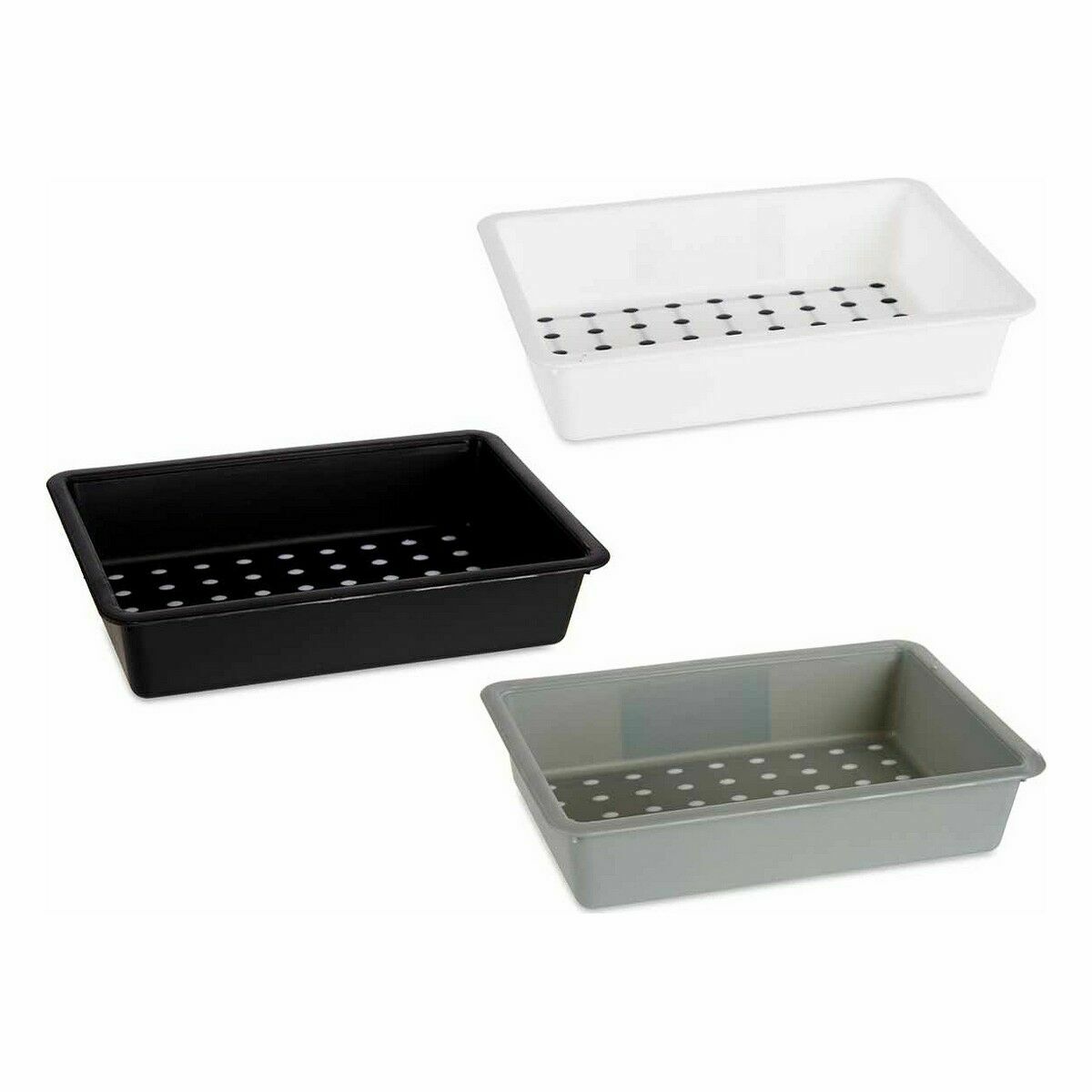 Drawer Organizer Kinvara White Black Grey Natural rubber polypropylene TPR 16 x 5 x 24 cm 24 x 5 x 16 cm (36 Units)